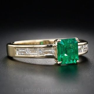 Contemporary Emerald and Diamond Ring