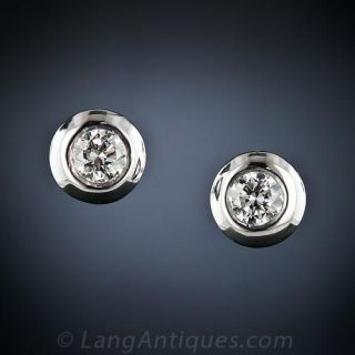 Contemporary Half-Carat Diamond Stud Earrings