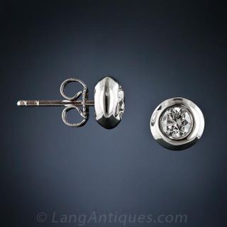Contemporary Half-Carat Diamond Stud Earrings