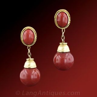 Estate Coral Earrings 