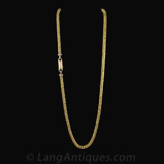 Contemporary Long Necklace with Diamond Clasp