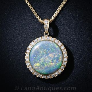 Contemporary Opal and Diamond Pendant