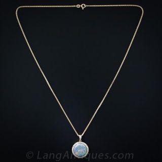 Contemporary Opal and Diamond Pendant