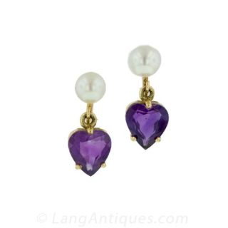 Amethyst Pearl Earrings