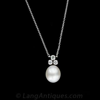 Contemporary Pearl and Diamond Necklace