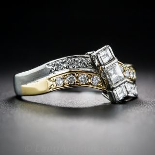 Contemporary Platinum and 18K Yellow Gold Diamond Ring