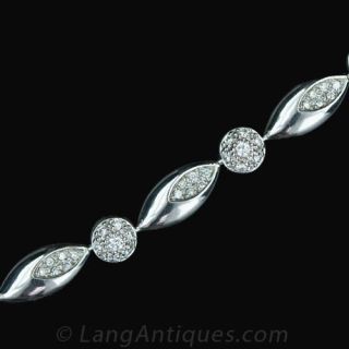 Contemporary Platinum Pave Diamond Bracelet Main View