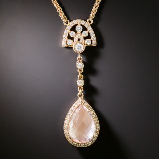 Contemporary Rose Quartz And Diamond Necklace - 3