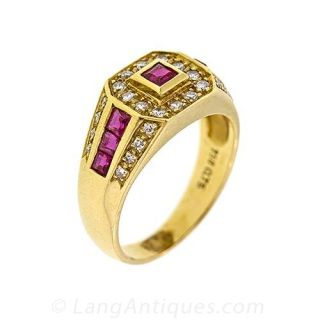 Contemporary Ruby and Diamond Ring