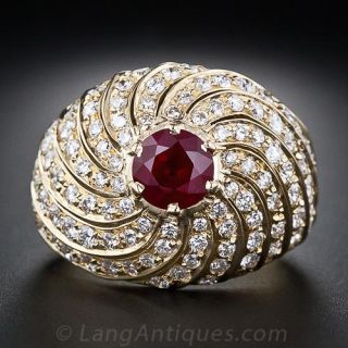 Contemporary Ruby and Diamond Ring