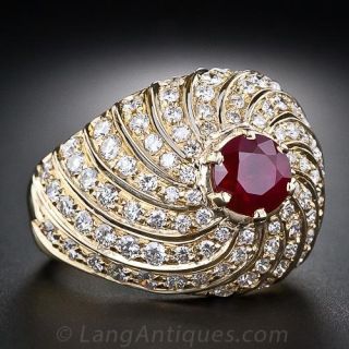 Contemporary Ruby and Diamond Ring
