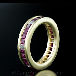 Contemporary Ruby   Diamond Eternity Band Main View
