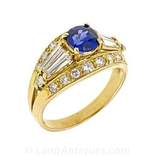 Contemporary Sapphire and Diamond Ring