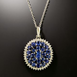 Contemporary Sapphire Cluster Pendant With Diamonds - 2