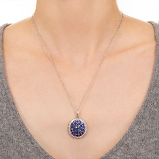 Contemporary Sapphire Cluster Pendant With Diamonds