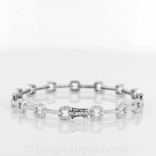 Contemporary Square Link Diamond Bracelet