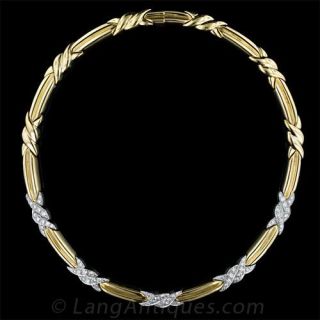 Contemporary Two-Tone Gold and Diamond Necklace