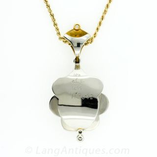 Contemporary Two-Tone Gold, Aquamarine and Diamond Pendant