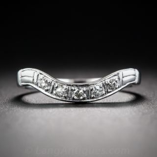 Contoured Platinum and Diamond Wedding Band