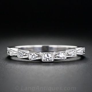 Contoured Platinum Diamond Wedding Band