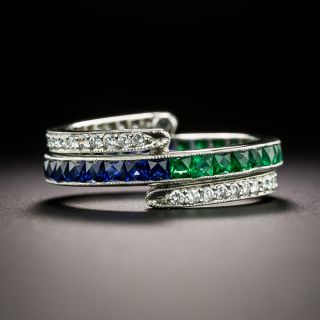 Convertible Emerald, Sapphire and Diamond 'Flip' Band, Size 6 - 5
