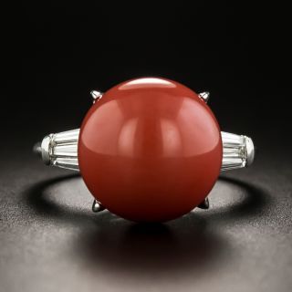 Coral and Baguette Diamond Ring - 2