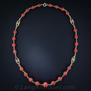 Coral Bead 18K Neck Chain 