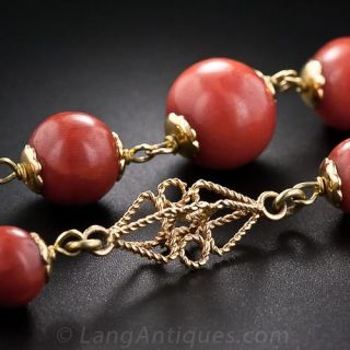 Coral Bead 18K Neck Chain 
