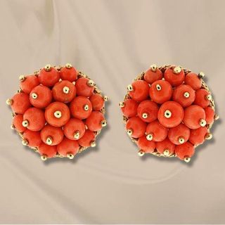 Estate Coral Bead Earrings