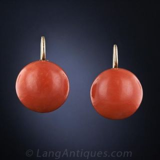 Coral Button Earrings