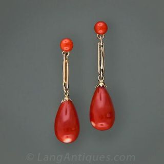 Estate Coral Earrings 