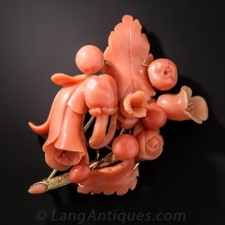 Coral Floral Brooch - 2
