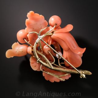 Coral Floral Brooch