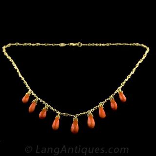 Coral Fringe Neckalce
