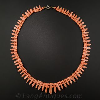 Coral Fringe Necklace and Bracelet