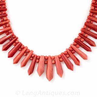 Coral Fringe Necklace