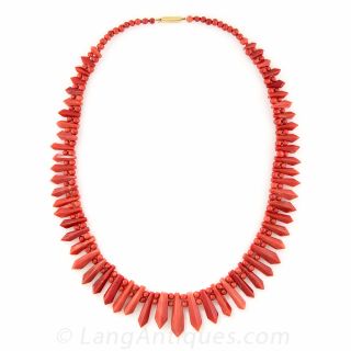 Coral Fringe Necklace