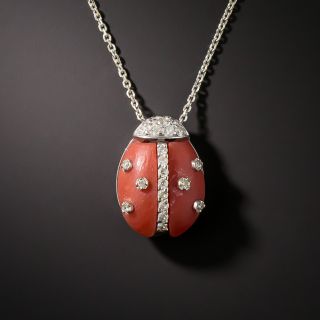 Coral Lady Bug Necklace - 1