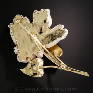 Coral Peony Brooch