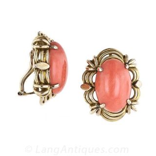 Coral Scroll Clip Earrings