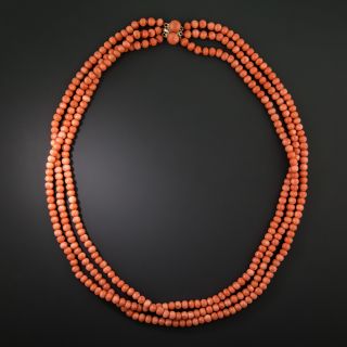 Coral Three-Strand Necklace - 2