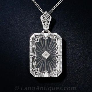 Crystal Pendant with Diamond Center