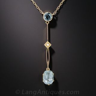 Dainty Aquamarine Rose Gold Pendant Necklace