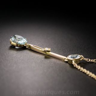 Dainty Aquamarine Rose Gold Pendant Necklace