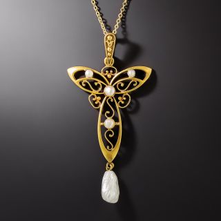 Dainty Pearl Lavalier by Krementz, Circa 1900  - 2
