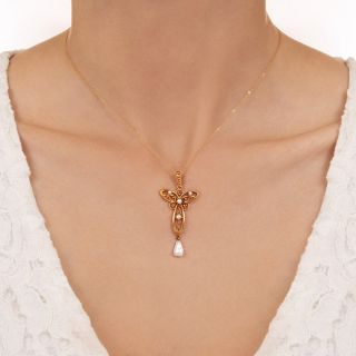 Dainty Pearl Lavalier by Krementz, Circa 1900 