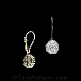 Dangling Diamond Antique Style Cluster Earrings