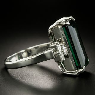 Dark Green Tourmaline and Diamond Ring
