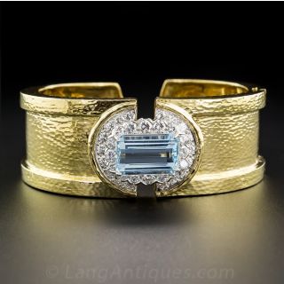 David Webb Aquamarine and Diamond Bracelet
