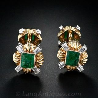 David Webb Emerald and Diamond Cufflinks